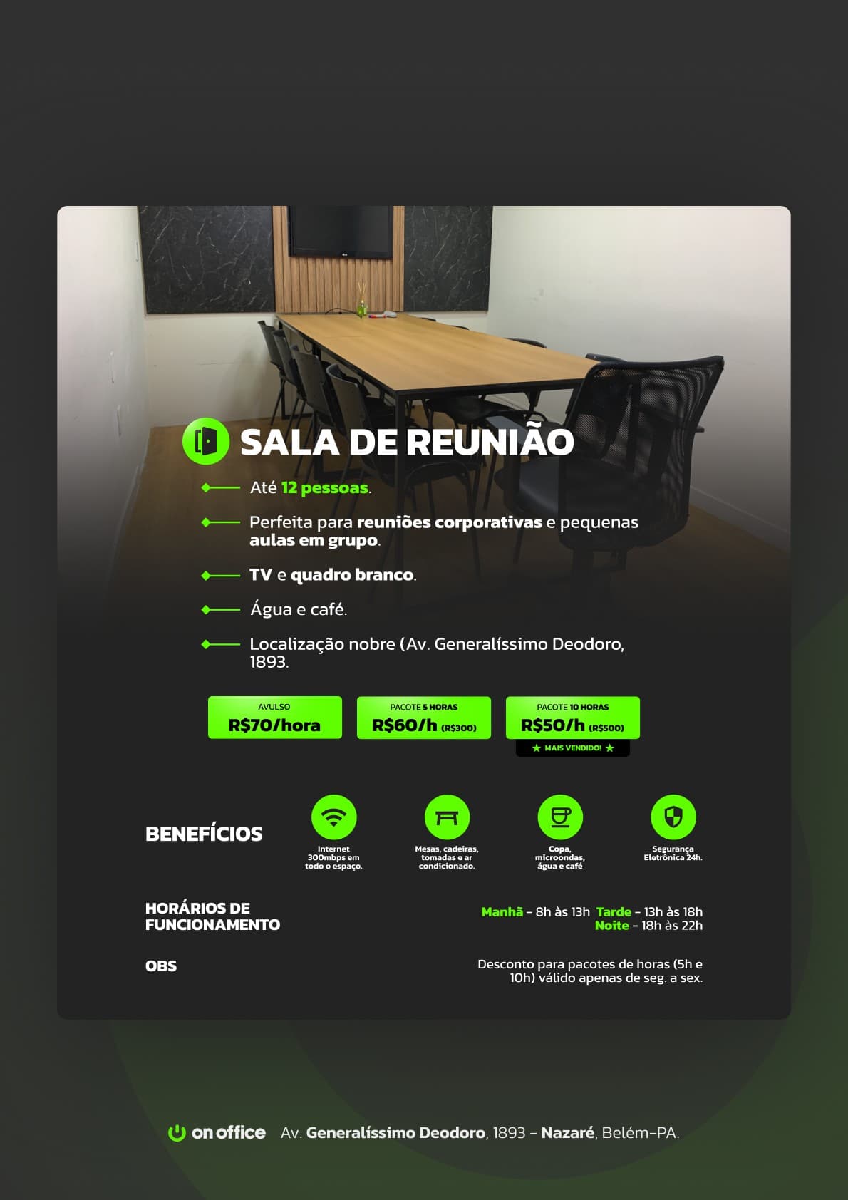 Sala de Reunião para 12 pessoas em Nazaré